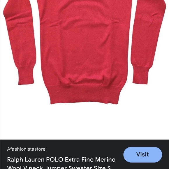 Red Ralph Polo extra fine Marino wool v neck jumper sweater - Picture 4 of 4